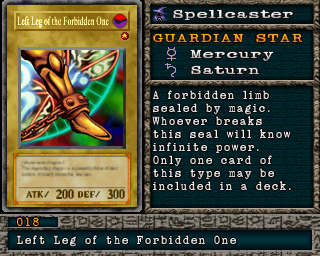 Detalhes da carta Left Leg of the Forbidden One