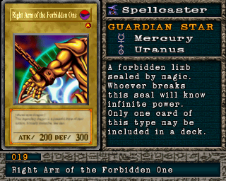 Detalhes da carta Right Arm of the Forbidden One