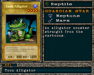 Detalhes da carta Toon Alligator