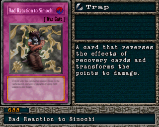 Detalhes da carta Bad Reaction to Simochi