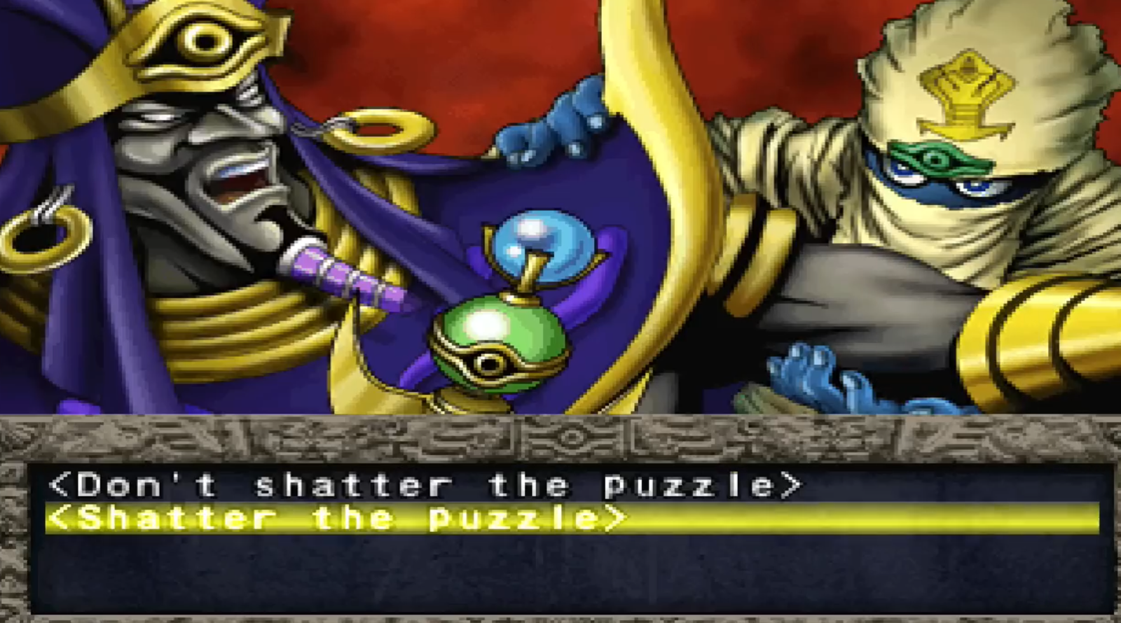 Millennium Puzzle sendo destruído em Forbidden Memories